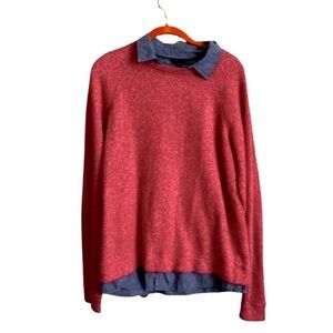 Tommy Hilfiger Twofer Collared Top Nantucket Red Sweater Large